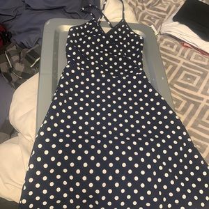 dark blue and white dress. summery style dress, stretchy material, super comfy